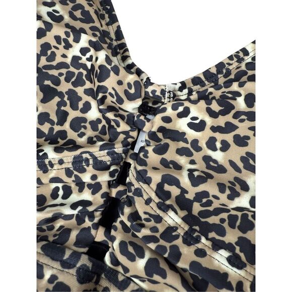 RELLECIGA Women's Large Leopard V Neck Shirred Tankini Swimsuit Top NEW - Picture 3 of 9